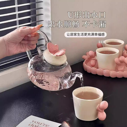 【敲高颜值！蝴蝶花茶壶套装】送礼花茶壶套装家用商用餐厅高颜值蜡烛加热花茶壶杯子。ry 商品图2