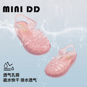 MINIDD儿童罗马鞋闪粉软底女童凉鞋魔术贴宝宝猪笼鞋MNDD24-09