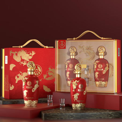 五粮液52度喜福盛世.龙行大运浓香型白酒5礼盒（2瓶） 商品图3