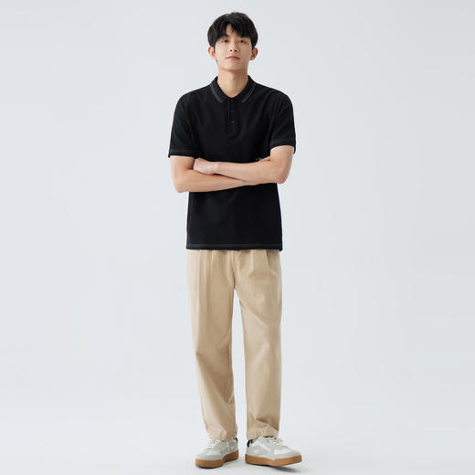 gxgjeans男装夏季短袖T恤男字母刺绣休闲明线polo衫翻领T恤JHE1240040A 商品图2