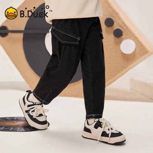 bduck小黄鸭童装男童加绒裤子儿童牛仔裤冬季磨毛工装裤休闲裤厚105-150 BF5571031 商品图3