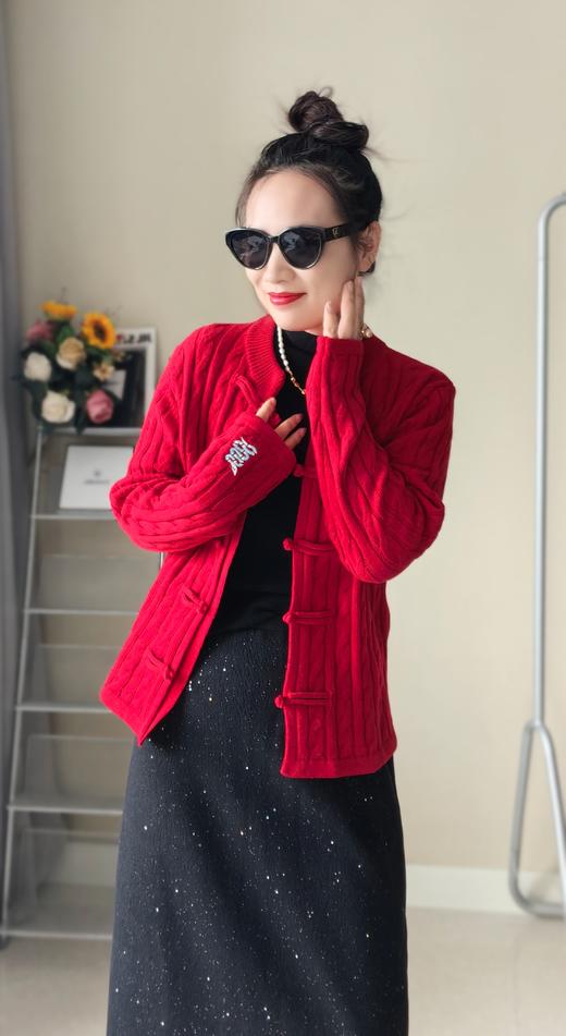 国风盘扣羊毛羊绒拧花毛衫开衫 商品图8