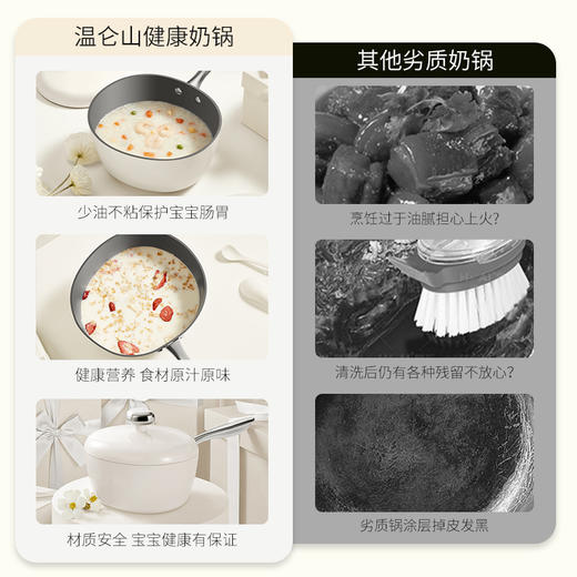 VELOSAN温仑山鹅卵石0涂层不粘奶锅20cmVP-2ENG01-5A18(白) 商品图4