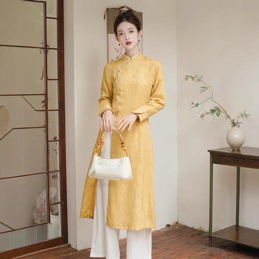 XYMM653春秋新款复古新中式国风改良旗袍禅意茶服两件套长款连衣裙套装女 商品图3