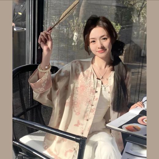 金蘑菇菇 青山入我怀/新中式 缎面提花暗纹小褂国风外套 商品图3