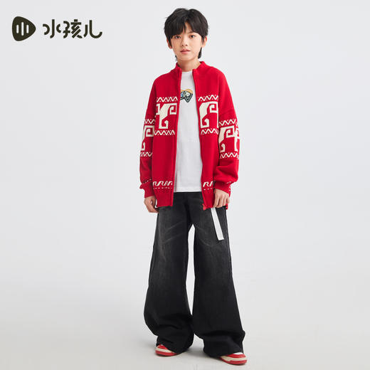【新年系列】水孩儿童装春款女童毛衣男童线衣开衫款舒适不起球舒适 商品图2