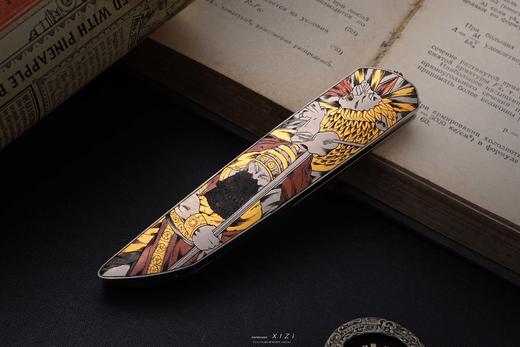 三希堂  现代刀系列  亚述之王雕金小折  未开刃 商品图8