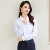 【优雅风琴褶】罗蒙春秋条纹长袖衬衫女士商务通勤职业装拼色领气质衬衣女 商品缩略图6