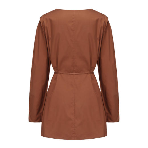 Ruohan 栗棕纯棉无领衬衫 商品图10