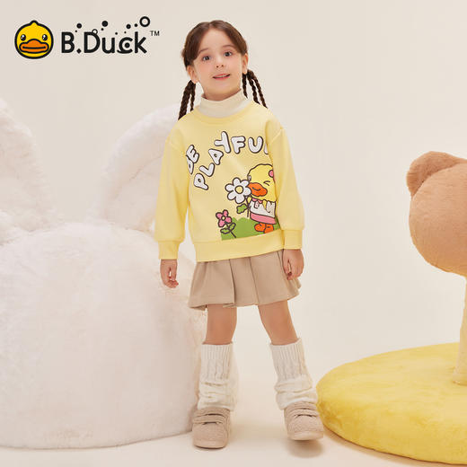 bduck小黄鸭童装女童加绒卫衣半高领儿童保暖上衣冬装加厚套头衫105-140 FF5531019 商品图1