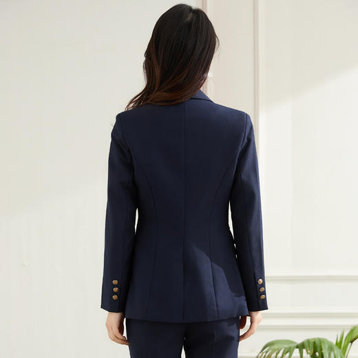 【上衣+裤子】罗蒙春秋双排扣戗驳领西服套装女士商务通勤职业西装两件套 商品图2
