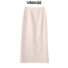VIMAGE纬漫纪高腰羊毛羊绒舒适开叉半身裙冬季新款V2206829 商品缩略图1