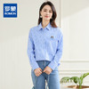 罗蒙春秋蓝色条纹长袖衬衫女士休闲百搭前胸口袋刺绣衬衣外套女 商品缩略图0
