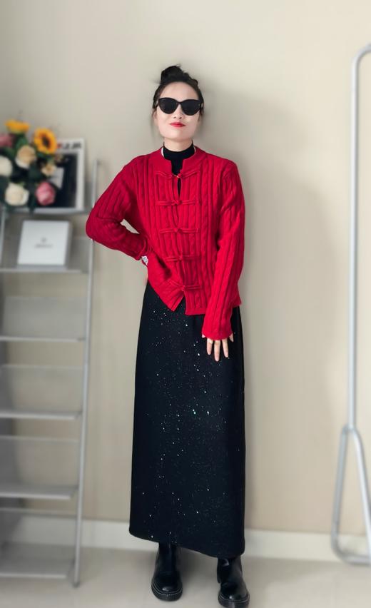 国风盘扣羊毛羊绒拧花毛衫开衫 商品图11