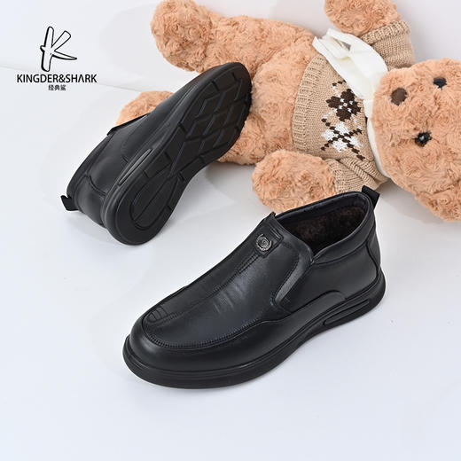 经典鲨2024年冬季新款男士加绒加厚一脚蹬平底舒适棉鞋KW262-D55091 商品图1