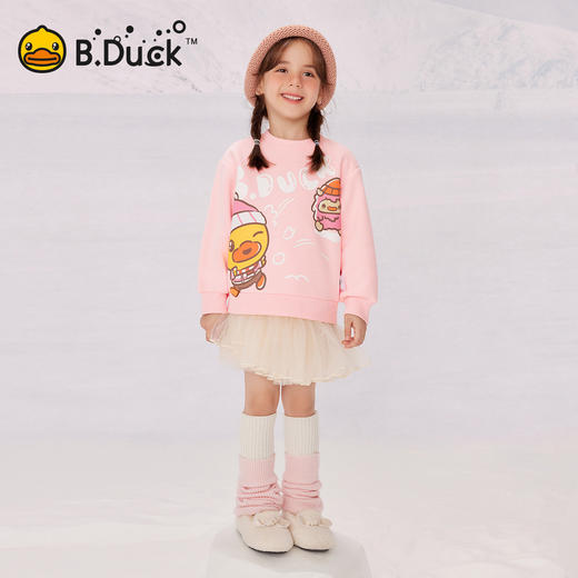 bduck小黄鸭童装女童卫衣加绒儿童长袖上衣休闲冬装保暖90-130 BF5531071 商品图1