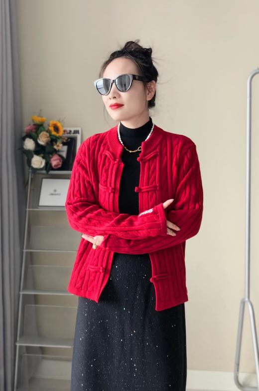 国风盘扣羊毛羊绒拧花毛衫开衫 商品图9