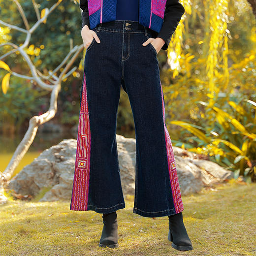 【现货】古渡轻舟绣花牛仔阔腿裤 | 版型好正 显瘦 商品图0