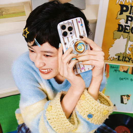 补货架到【冬眠计划】可可彩胶 POPGRIP泡泡骚手机粘贴式气囊支架 Backspin旋转系列 撞色 商品图1