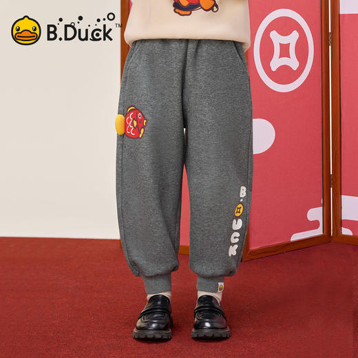 bduck小黄鸭童装男童加绒裤子加厚冬季儿童保暖运动长裤卫裤105-150 BF5573057 商品图0