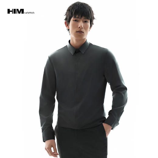 HIM漢崇  商务正装长袖衬衫男年会宴会婚礼绅士修身衬衣 2025秋季 商品图0