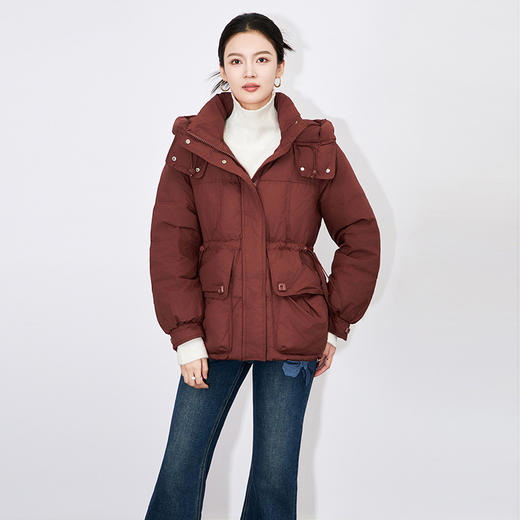 【高货wl】全新升级【铂金会员588/天猫799/差价211】(65716) 洛诗琳冬季时尚休闲防风鸭绒加厚连帽半收腰短款羽绒服 商品图0