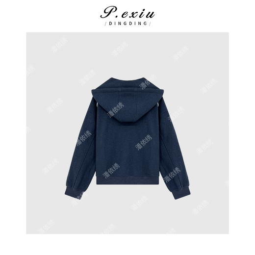 04-6潘依绣丁丁宠粉空气棉韩系插肩袖分隔设计连帽外套 7018T 商品图2