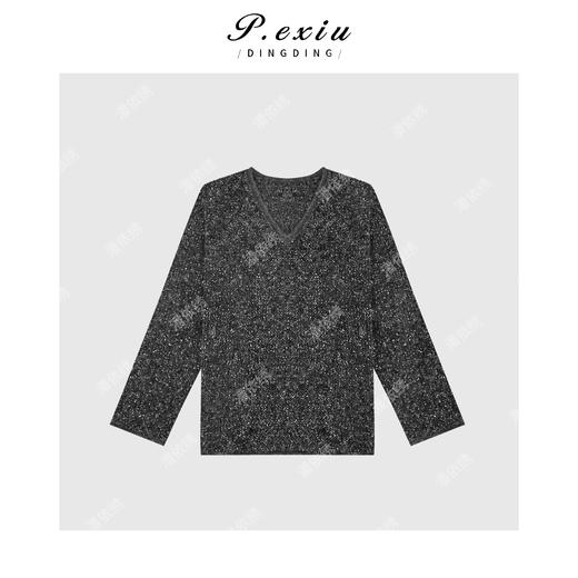 PanYiXiu/潘依绣【星空毛衣】羊-毛慵懒风细闪亮片V领针织毛衣L2562 商品图1