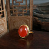 【天然正品】南红玛瑙AU750黄金镶天然冰种柿子红蛋面南红玛瑙戒指13.5号（戒圈可改）女士现售价：2680！011224NJM32 商品缩略图3