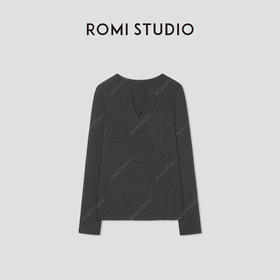 ROMI STUDIO“格雷优雅”山羊绒桑蚕丝混纺花纱长袖T恤 RW24WSD1298