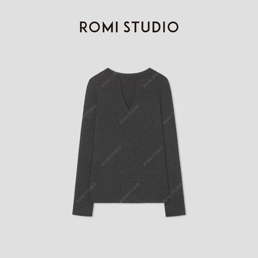 ROMI STUDIO“格雷优雅”山羊绒桑蚕丝混纺花纱长袖T恤 RW24WSD1298 商品图0