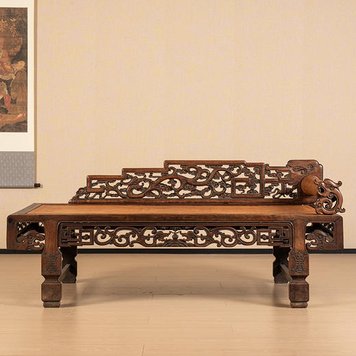 清 红木透雕螭龙纹贵妃榻 商品图0