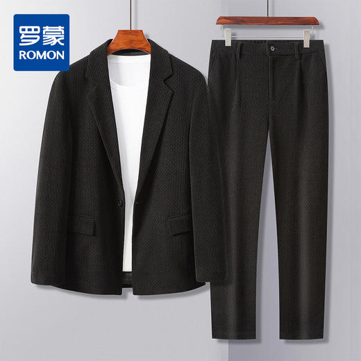 【西服+西裤】罗蒙秋冬季厚款西服套装男士两件套百搭休闲简约通勤舒适日常西装 商品图0