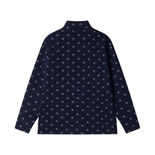 T2059秋冬季新款时尚个性满印爱心提花长袖T恤百搭高级小众设计上衣潮 商品图5