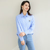 罗蒙春秋蓝色条纹长袖衬衫女士休闲百搭前胸口袋刺绣衬衣外套女 商品缩略图6