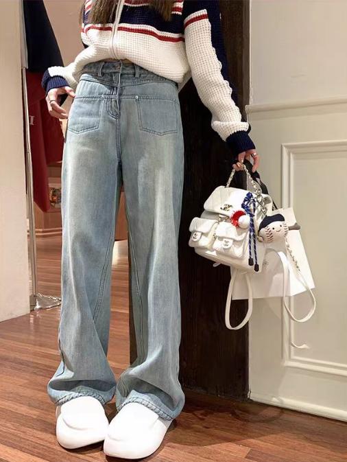 <曾小咸推荐>2.27爆款现货秒杀 ！微信超特价！浅蓝色薄绒直筒牛仔裤 日常199.99 立减100 秒杀99.99！！ 商品图2