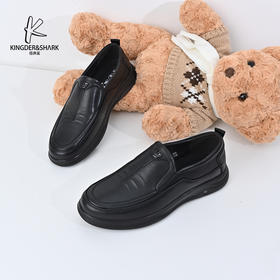 经典鲨2024年秋季新款百搭圆头男士平底正装商务皮鞋KW262-D33081