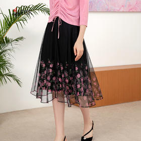 司歌网纱印花伞裙半身裙碎花C901232X