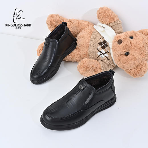 经典鲨2024年冬季新款男士加绒加厚一脚蹬平底舒适棉鞋KW262-D55091 商品图3