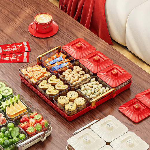 【一物一格！分格收纳】分格糖果盒轻奢高级感糖果盘带盖水果干果盘点心坚果零食盘干果盒。ry 商品图1