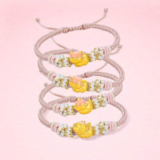 周六福黄金手绳女款定价十二生肖系列龙蛇3d硬金编绳节日礼物官方 商品图4