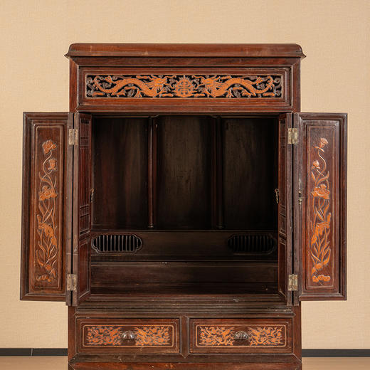 清 红木嵌黄杨木龙纹一路连科佛龛 商品图1