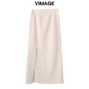 VIMAGE纬漫纪高腰羊毛羊绒舒适开叉半身裙冬季新款V2206829 商品缩略图0