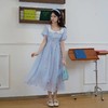 两三事 晨风栖谷显瘦时尚少女夏季法式泡泡袖方领连衣裙气质温柔 商品缩略图4