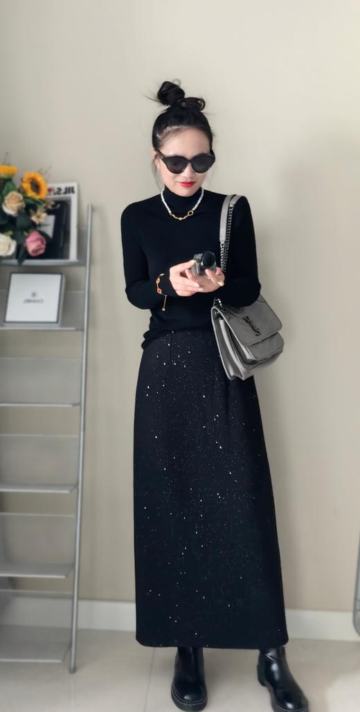 大气知性星光璀璨毛呢厚加绒羊毛半裙 商品图3