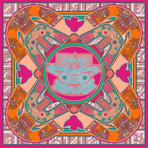 喜得宝文创丝巾《王国气象》良渚文化艺术数码方巾杭州丝绸100%桑蚕丝素绉缎 商品图5