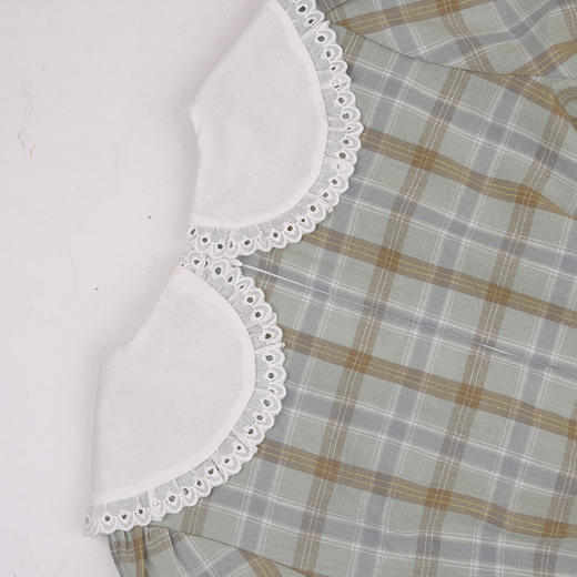 棉果果春季新品商场同款女童绿色格子翻领连衣裙M122700225081 商品图5