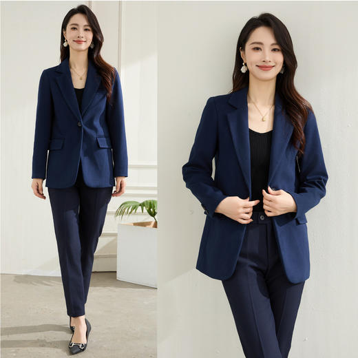 罗蒙秋冬季磨毛小西装外套女士休闲百搭通勤一粒扣单西服上衣外套女 商品图2