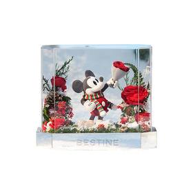 VBEINGS花语 圣诞礼物迪士尼正版米奇永生花摆件玫瑰花束新婚生日礼物