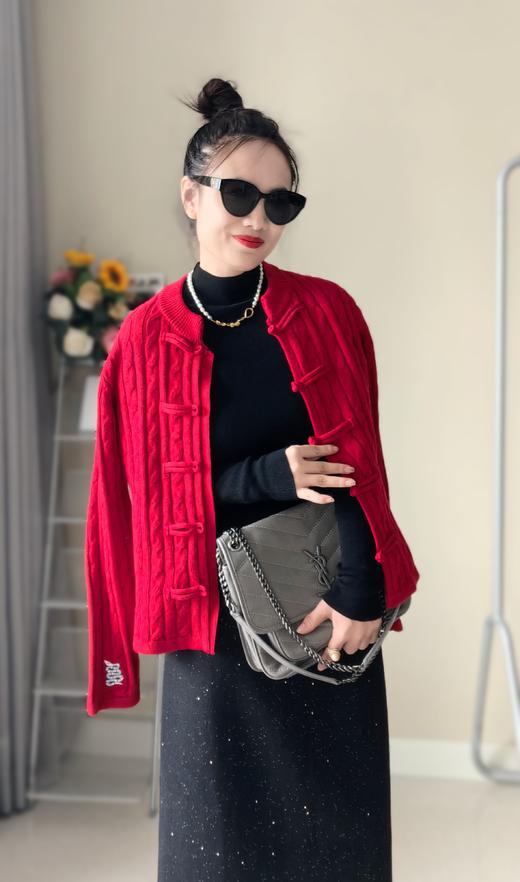 国风盘扣羊毛羊绒拧花毛衫开衫 商品图7